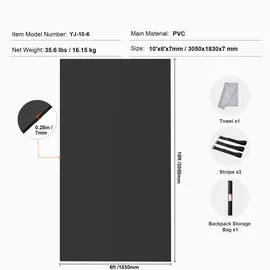 Vevor Trainingsmatte, rutschfeste, hochdichte Premium-Yogamatte, Trainings-Yogamatte für Männer und Frauen, Fitness- und Trainingsmatte mit Tasch...