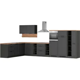 kochstation Winkelküche L-Form 240 x 420 cm grau