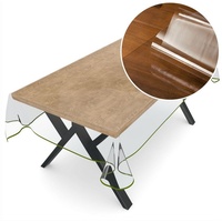 ANRO Tischdecke Tischdecke Klara Einfarbig Transparent Robust Wasserabweisend Breite, Glatt weiß Rechteckig - 140 cm x 160 cm x 0,5 mm