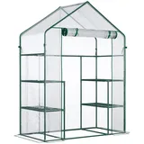 Outsunny Foliengewächshaus Frühbeet mit 6 Regalen Transparent 142 x 73B x 195H cm