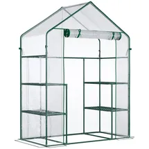 Outsunny Foliengewächshaus Frühbeet mit 6 Regalen Transparent 142 x 73B x 195H cm