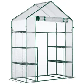 Outsunny Foliengewächshaus Frühbeet mit 6 Regalen Transparent 142 x 73B x 195H cm