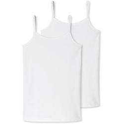 SCHIESSER Mädchen Spaghetti-Top 2er Pack - Trägertop, Unterhemd, Cotton Stretch Weiß 176