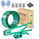 Vevor 6 tlg Umreifungsset mit Umreifungsband, manuelle Umreifungsgerät mit 457 m PET Band, 450 Metallklammern, 150 Kantenschutzern, pefekte Werkstattausstattung für Verpackung, Transport und Lager