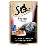 Sheba Pouch, Selection in Sauce, mit Lachs & Seelachs (MSC)