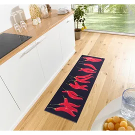 HANSE HOME "Chili Dance", rot (schwarz,rot), B:50cm H:3mm L:150cm, Polyester, Teppiche, Läufer, Rutschfest, Küchenteppich, Küche, Teppich, Pflegeleicht