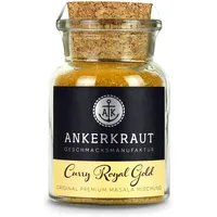 Ankerkraut Curry Royal Gold, frisch-fruchtiges Curry-Pulver passend zu Fleisch Fisch & Gemüse, lecker schmecker einfach Kochen, 80 g im Korkenglas