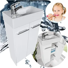 paplinskimoebel - Waschbecken mit Unterschrank 40cm Breit Malibu, Badezimmerschrank klein, Waschtisch mit Unterschrank, für Gäste WC, Waschbeckenunterschrank Weiss