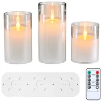 EXTSUD LED-Kerze LED Kerzen Flackern mit Ladestation und Fernbedienung,3er Set weiß