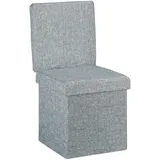 Relaxdays Faltbarer Sitzhocker mit Lehne HxBxT:73x38x38cm, stabiler Sitzcube mit Fußablage Leinen Aufbewahrungsbox grau