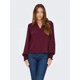 Only Blusenshirt ONLMETTE V-NECK LS SMOCK TOP NOOS WVN rot XS (34)