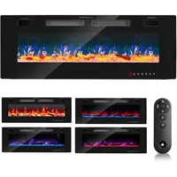 Tubiaz Elektrokamin Wandkamin, Elektrischer Kamin mit Heizung und LED Flammen, Heizlüfter Fernbedienung, 750w/1500w, Timer Einstellbarer Thermostat, 127cm, Elektro Heizungen für Wohnzimmer, Innenräume