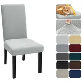 XINEAGE Stuhlhussen 2er Set, Stretch Stuhlhussen für Esszimmerstühle, Universale Stuhlhussen Waschbar Abnehmba für Hotel, Zeremonie, Bankett, Restaurant, Zuhause (Silber Grau)