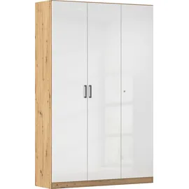 Rauch MINOSA Mehrzweckschrank 136 x 210 x 41 cm Eiche Artisan/Hochglanz Weiß/Graufmetallic