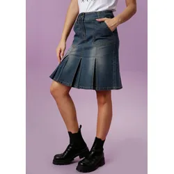 Jeansrock, mit eingelegten Falten, Gr. 40, blue-used, , 511615-40