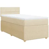 vidaXL Boxspringbett mit Matratze Creme 100x200 cm Stoff