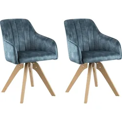 Drehstuhl HOME AFFAIRE "Sa Calobra", blau (petrol, eichefarben), B:58cm H:86cm T:46cm, Stühle, mit Rückensteppung