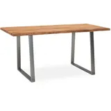 FineBuy Akazie Massivholz Metall Bürotisch Computertisch Baumkante