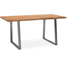 FineBuy Akazie Massivholz Metall Bürotisch Computertisch Baumkante