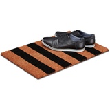 Relaxdays Fußmatte Streifen aus Kokos, HxBxT: 1,5 x 60 x 40 cm gestreift, rutschfest, Gummi, Kokosfaser, braun-schwarz