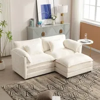 okwish Schlafsofa Ecksofa Polstersofa mit Fußstütze,seitlichen Ablagefächern und Kissen, Beige - Beige