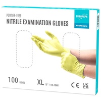 EUROPAPA Nitril-Handschuhe Medical Einmalhandschuhe Untersuchungshandschuhe (100 Stück, puderfrei ohne Latex, Gummihandschuhe) unsteril latexfrei disposible gloves gelb XL