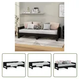 The Living Store Ausziehbares Tagesbett Schwarz Massivholz Kiefer 2x(90x200) cm - Schwarz