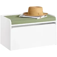 SoBuy Aufbewahrungsbox Kinder Spielzeugtruhe 60 x 35 x 34 cm Holzwerkstoff weiß/grün