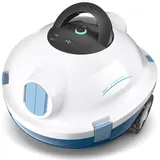 Bocxi Poolroboter, kabelloser Poolsauger, Schnurloser Roboter-Poolreiniger, automatischer, leistungsstarker Poolsauger, 120 Minuten Laufzeit, selbstparkend, ideal für Flache Böden bis 100 m2(Weiß)