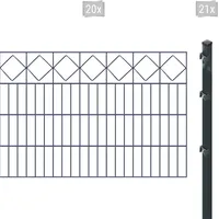 Arvotec Doppelstabmattenzaun ARVOTEC "ESSENTIAL 80 zum Einbetonieren "Karo" mit Zierleiste", grau (anthrazit), H:80cm, Stahl, Kunststoff, Zaunelemente, Zaunhöhe 80 cm, Zaunlänge 2 - 60 m