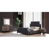 Xlmoebel Schlafzimmer-Set Chesterfield Schlafzimmermöbel in traditionellem Design mit Spiegel, (4-tlg., Kommode, 2x Nachttische, Bett), Hergestellt in Europa braun