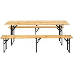 Oviala Business Satz Brauerei Tisch und Bänke aus Holz zusammenklappbar 218 cm