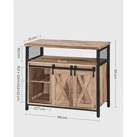 VASAGLE Sideboard, LSC092B50 natur 100,0 x 33,0 x 80,0 cm