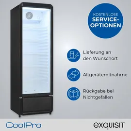 Exquisit GKS5260-GT-431D Getränkekühlschrank 280 l mit LED, Umluft, 5 verstellbare Ablagen, Schwarz