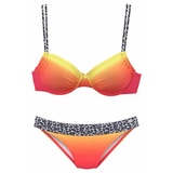 KANGAROOS Bügel-Bikini, mit trendigen Details im Leoprint, orange