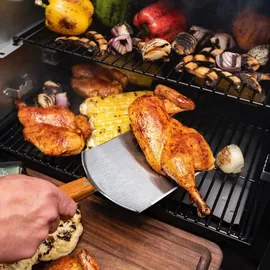 Traeger Grillbesteck XXL BBQ Wender Edelstahl Holz weiß