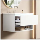 Okwish Waschbeckenunterschrank 1 Schublade 76 x 45 x 46 cm Weiß