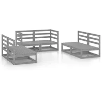 vidaXL Garten-Lounge-Set 6-tlg. grau Kiefer