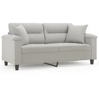 vidaXL 2-Sitzer-Sofa mit Kissen Hellgrau 140 cm Mikrofasergewebe