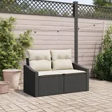 vidaXL 2-Sitzer Gartenbank mit Stauraum und Kissen Schwarz Poly Rattan