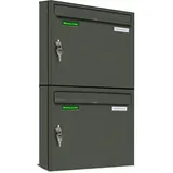 AL Briefkastensysteme 2 x Basic Wand Briefkasten DB Farbe 703 Eisenglimmer Grau für Post A4, wetterfest, Artikelnummer: 431P2EA1PDB703