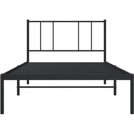 vidaXL Bettgestell mit Kopfteil Metall Schwarz 75x190 cm - Schwarz