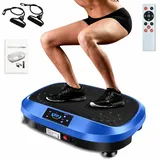 kehot Vibrationsplatte Ganzkörper, 3D Fitnessgeräte mit 2 Bändern & Fernbedienung, 200 W, 120 Intensitätsstufen, (Set, mit Trainingsbandern), Schwingung Modus, 6 voreingestellte Modi blau