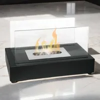 Dmora - Bioethanol-Kamin Dscozzarell, Ökologischer Kamin, Rauchfreies Feuer, Heizung mit Ethanol, Made in Italy, 18x35 h21 cm, Schwarz