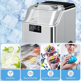 Homcom Eiswürfelmaschine, Ice Maker Edelstahl 24 Eiswürfel in 6-15 Min., 20kg/24h, 2,1L Wassertank, Selbstreinigend Eiswürfelbereiter mit Eissch... - Silber