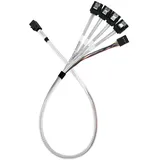 SilverStone Technology CPS05-RE: Dickes, abgeschirmtes Mini-SAS-SFF-8643-36-Pin-zu-SATA-7-Pin-Kabel, SST-CPS05-RE