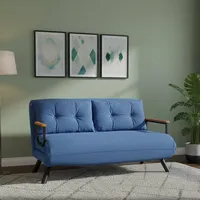 Calvin 2-sitzer Schlafsofa, Stauraum, Verstellbar, Armlehnen, 133x78 Cm Blau