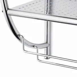Relaxdays Badregal, Wandregal mit 2 Ablagen, 2 Handtuchstangen, HBT 54,5 x 44,5 x 25,5 cm, Badezimmer, Edelstahl, Silber