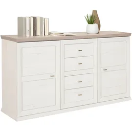 hom'in Sideboard 160 x 89 x 43 cm Grau / Weiß