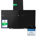 KKT KOLBE Dunstabzugshaube 90cm | Umluft Abluft | 782cbm/h | Wandhauben Kopffrei | Schwarz | Glas | Gestensteuerung | SensorTouch Bedienung | LED-B... - Schwarz